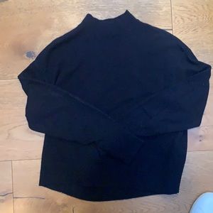 Dark Navy Everlane Cashmere Cropped Mock Neck Sweater